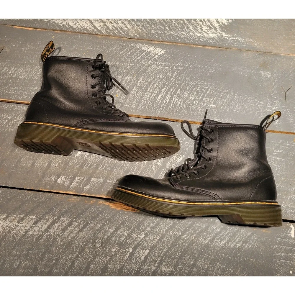 Dr. Martens 1460 J Boots Kids US 3 Black Leather 8 Eye Side Zip Combat